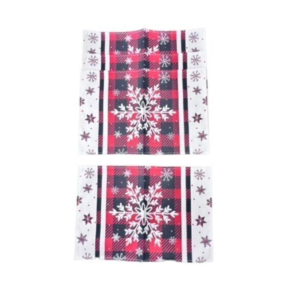Winter Plaid Snowflakes Table Placemats Set Of 4 NEW Cottage Farmhouse Christmas